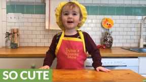 2-year-old makes fast & easy chocolate cake