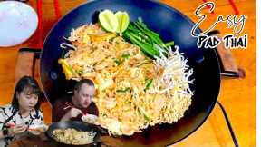 Simple and Delicious Pad Thai Recipe and Eating - Chicken, Shrimp, Tofu, Oh My!