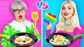 ME VS GRANDMA COOKING CHALLENGE | Secret Cooking Hacks and Tips for Kitchen by RATATA CHALLENGE