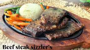 Beef steak sizzlers at home | prepared with simple ingredients with an incredible creamy sauce