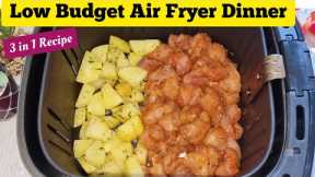 Air fryer Chicken Breast and Roasted Potatoes  Dinner Recipe with Vegetables . Low Budget Lunch