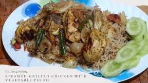 steamed grilled chicken with veg pulao/tasty combo of steamed chicken & veg rice by cooking baking