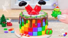 Santa Jump Into My Miniature Rainbow Cake 🌈 1000+ Miniature Chocolate Cake Decorating for Christmas