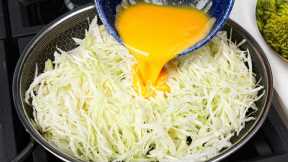 Cabbage with eggs tastes better than meat! Easy, quick and very delicious dinner recipe!