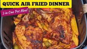 Air Fryer Chicken Legs and Potatoes Dinner Recipe. Easy One Pot Air Fried Recipes