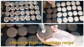 easy chocolate frosted cupcakes full recipe/how to make chocolate frosted cupcakes