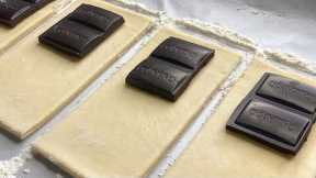 Dessert in 5 minutes! They will disappear in a minute! Puff pastry and milk chocolate!