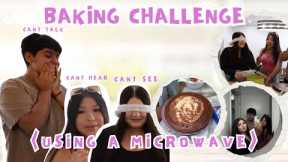 Baking Cake In a MICROWAVE with Angie & Daniela | Can’t See, Can’t Hear, Can’t Talk BAKING CHALLENGE