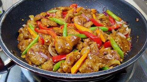 TENDER, SAUCY AND SUPER TASTY ORANGE PORK WITH VEGETABLES! SIMPLE AND EASY RECIPE!