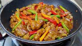 TENDER, SAUCY AND SUPER TASTY ORANGE PORK WITH VEGETABLES! SIMPLE AND EASY RECIPE!