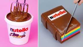 Fluffy and Moist NUTELLA CAKE Recipe | Satisfying Chocolate Cake Decorating Ideas | Baking Cake