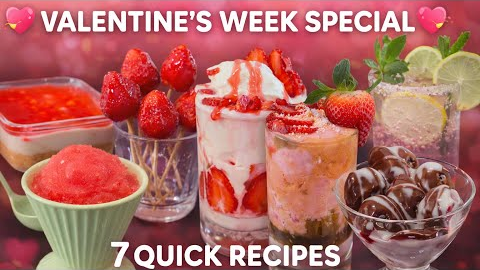 Valentine’s Week Special 💖 | 7 Quick Desserts 🍓 | Strawberry | Watermelon | No Bake Cheese Cake |