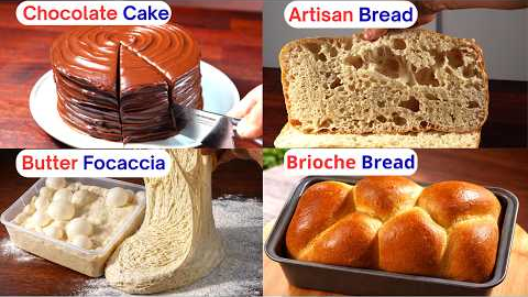 4 Must-Try Baking Recipes at Home | Chocolate Cake, Focaccia, Artisan Bread & Brioche.